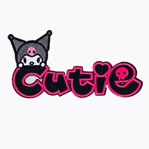 Sanrio Patch Kuromi Cutie, Adhesive Sticker Type  Black Pink Kawaii